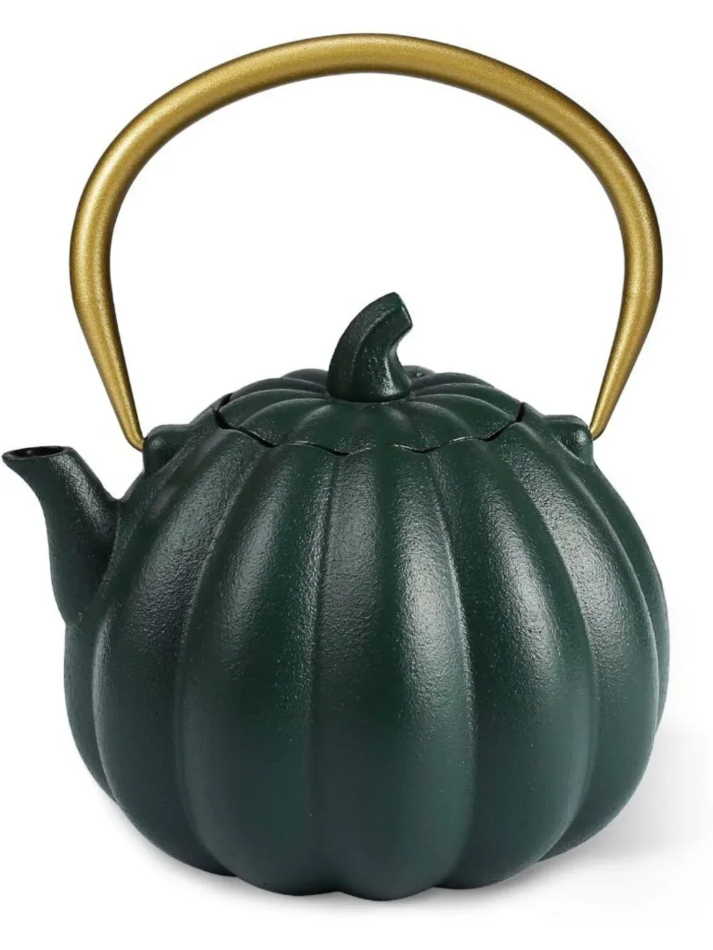 40oz Dark Green Pumpkin Cast Iron Teapot - Small Japanese Kettle for Tea Lovers
